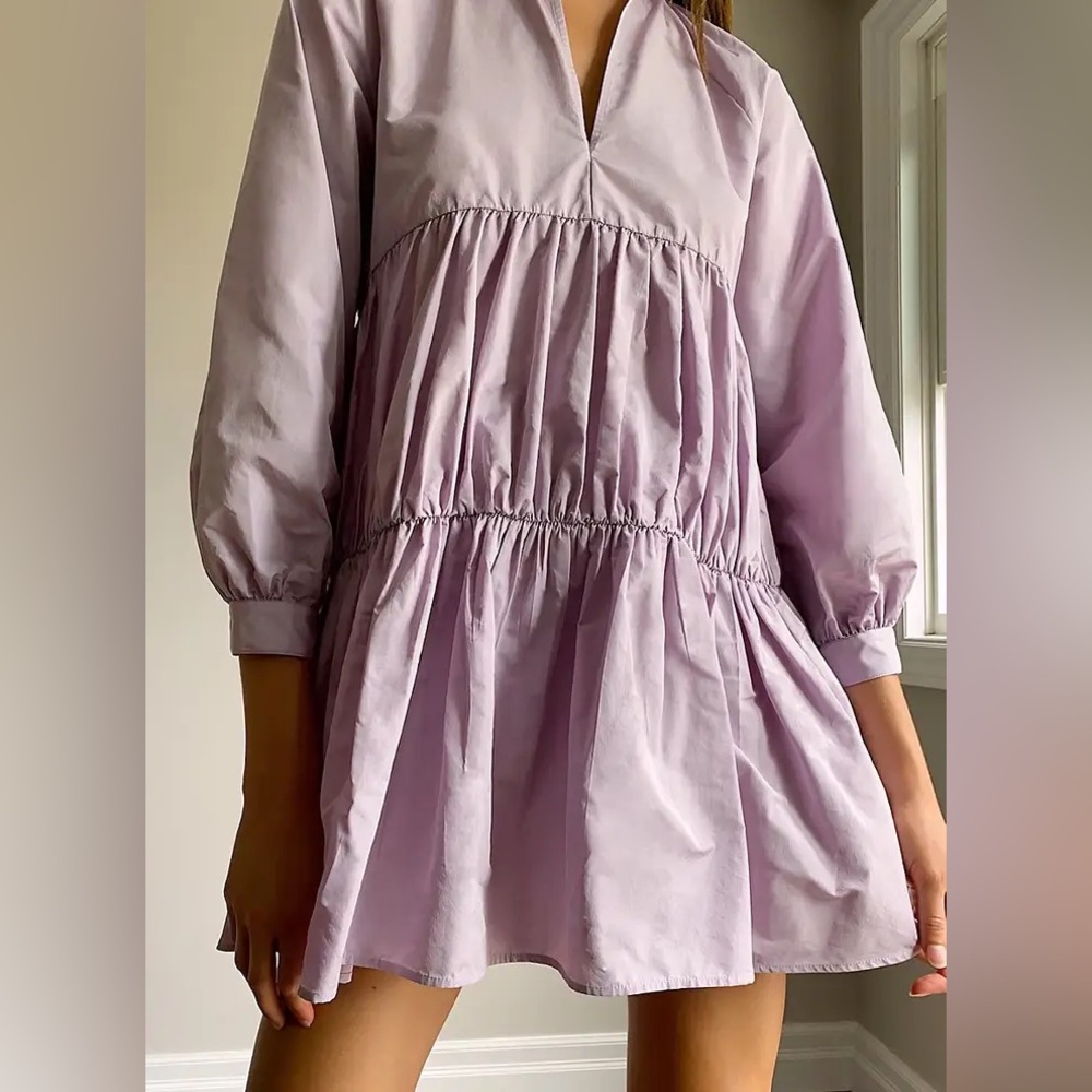 Aritzia Sunday Best Alice Tiered Ruffle Puff Sleeve Balloon Baby Doll Mini Dress